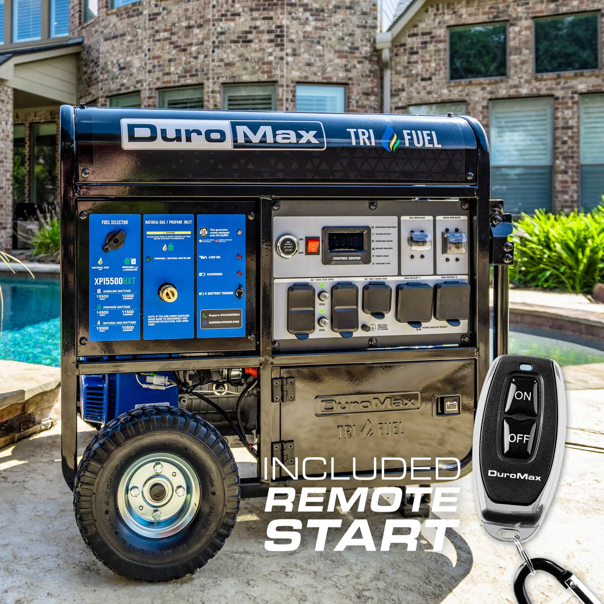 DuroMax 15,500 Watt Tri Fuel Portable  Generator w/ CO Alert