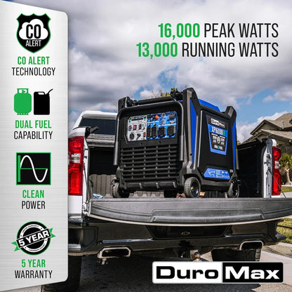 DuroMax 16,000 Watt V-Twin Dual Fuel Portable Digital Inverter Generator