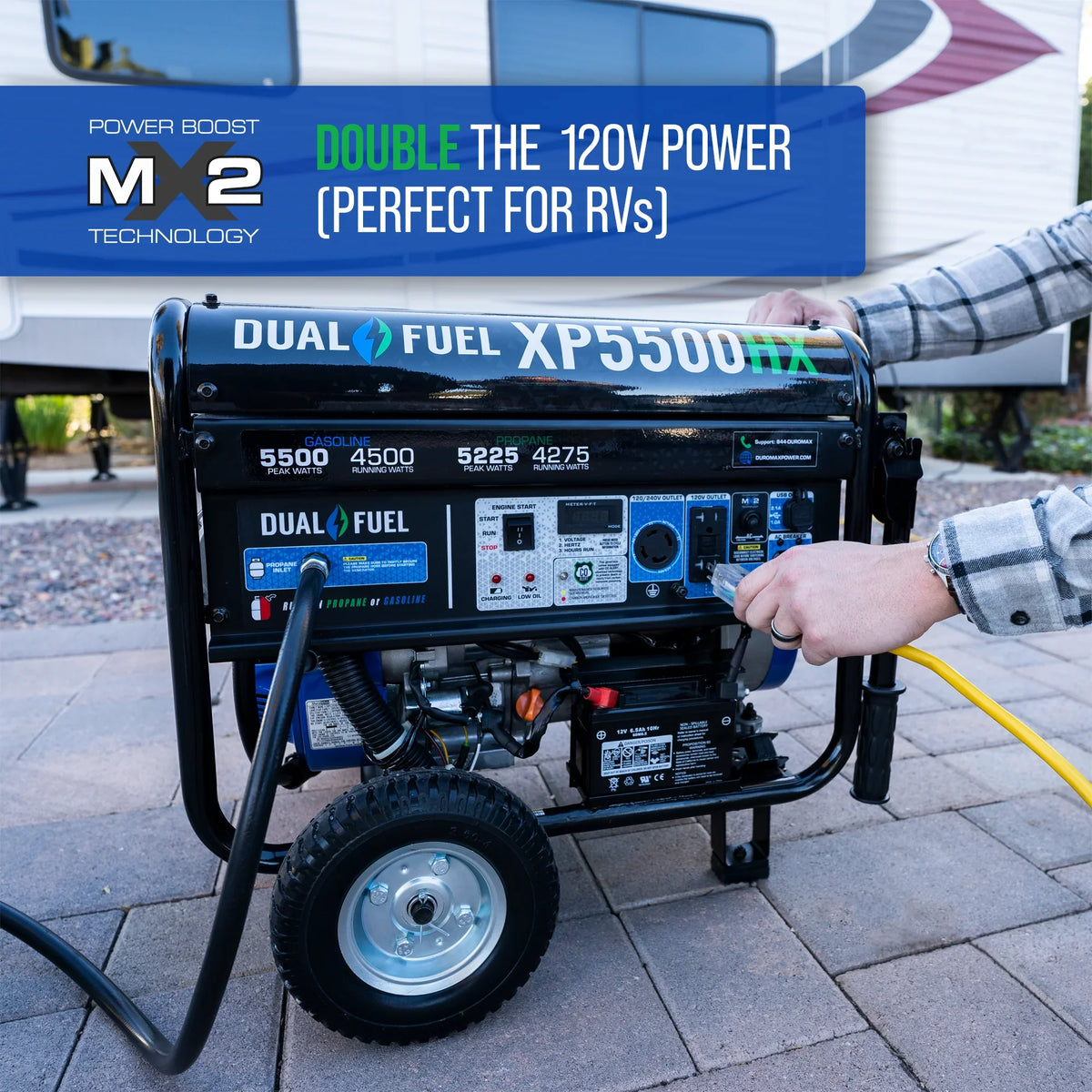 DuroMax XP5500HX 5,500-Watt 210Vcc Electric Start Dual Fuel Portable Generator