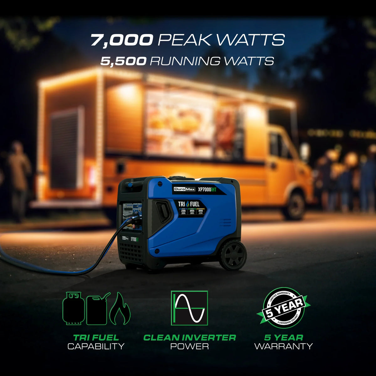 DuroMax  7,000 Watt Portable Tri Fuel Inverter Generator w/ CO Alert