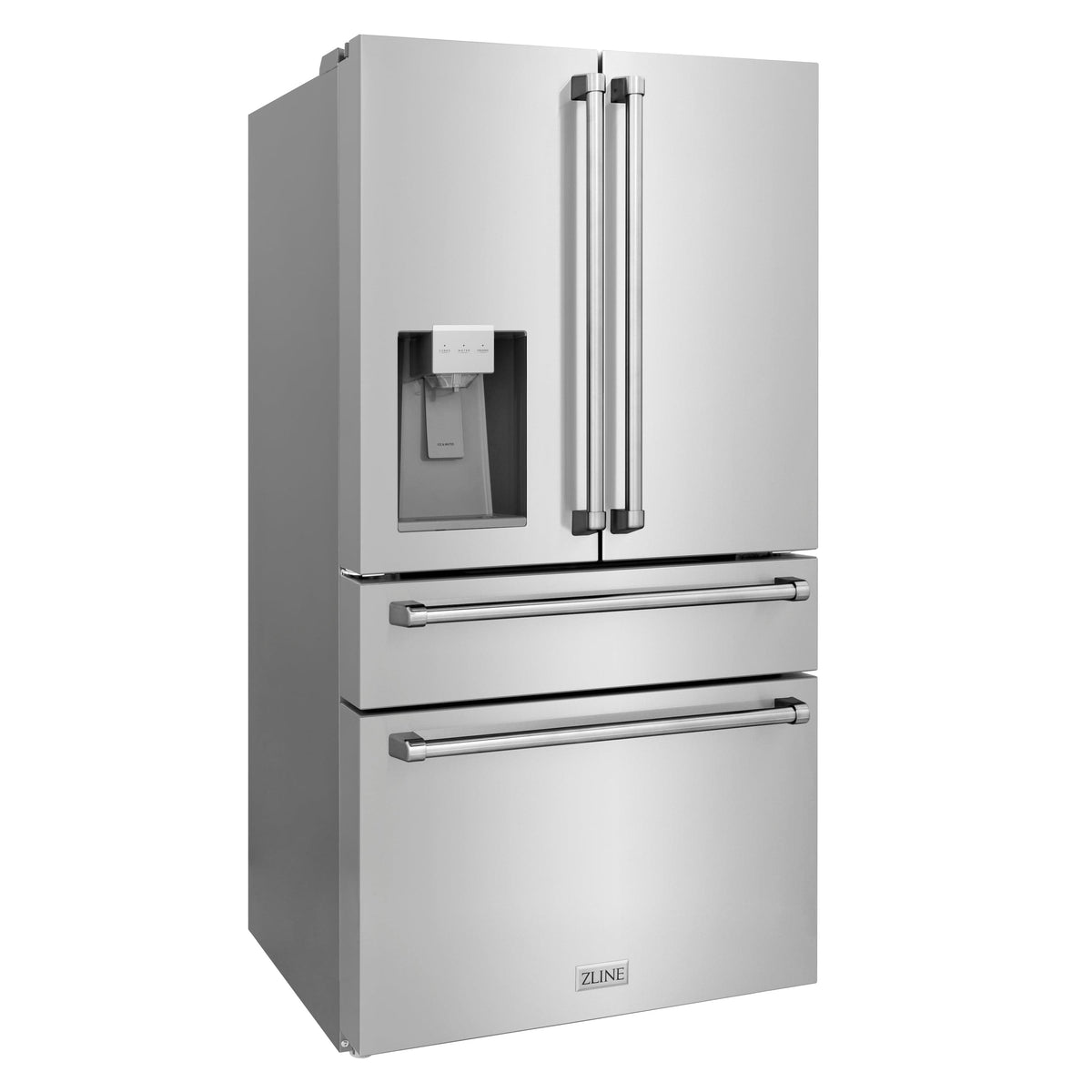 ZLINE 36 In. French Door Refrigerator with Water Dispenser, Ice Maker in Fingerprint Resistant Stainless Steel, RFM-W-36