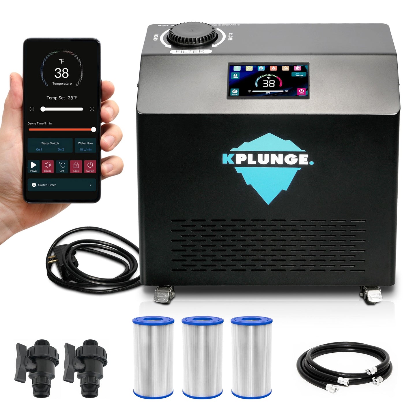 Tru Grit Gale Cold Plunge Chiller and Heater- 3/4 HP in Black with 38°F to 104°F Cooling - 1770268486562_331