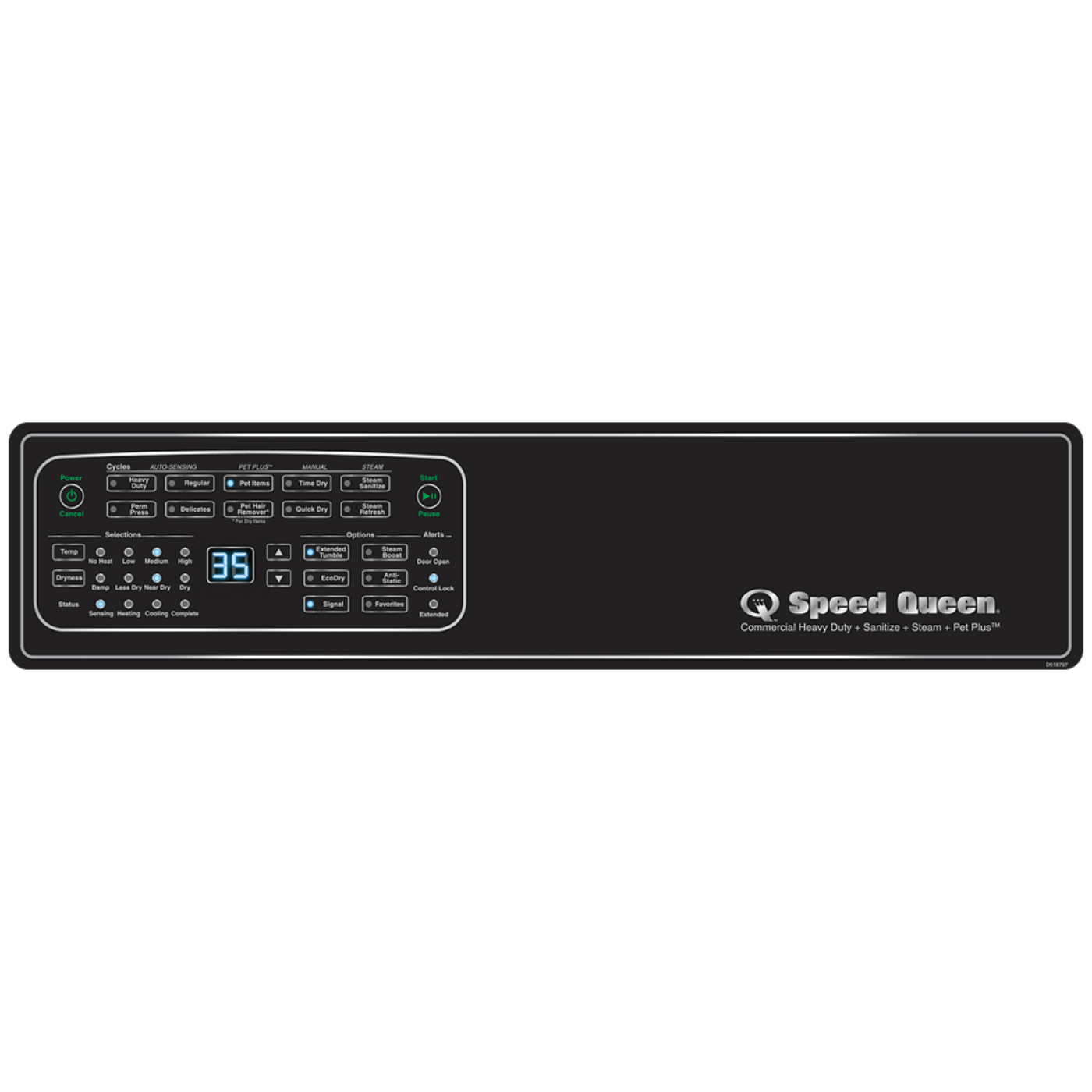 SPEED QUEEN DF7004BG DF7 Sanitizing Gas Dryer with Front Control Pet Plus Steam Over-Dry Protection Technology ENERGY STAR Black - DF7004BG