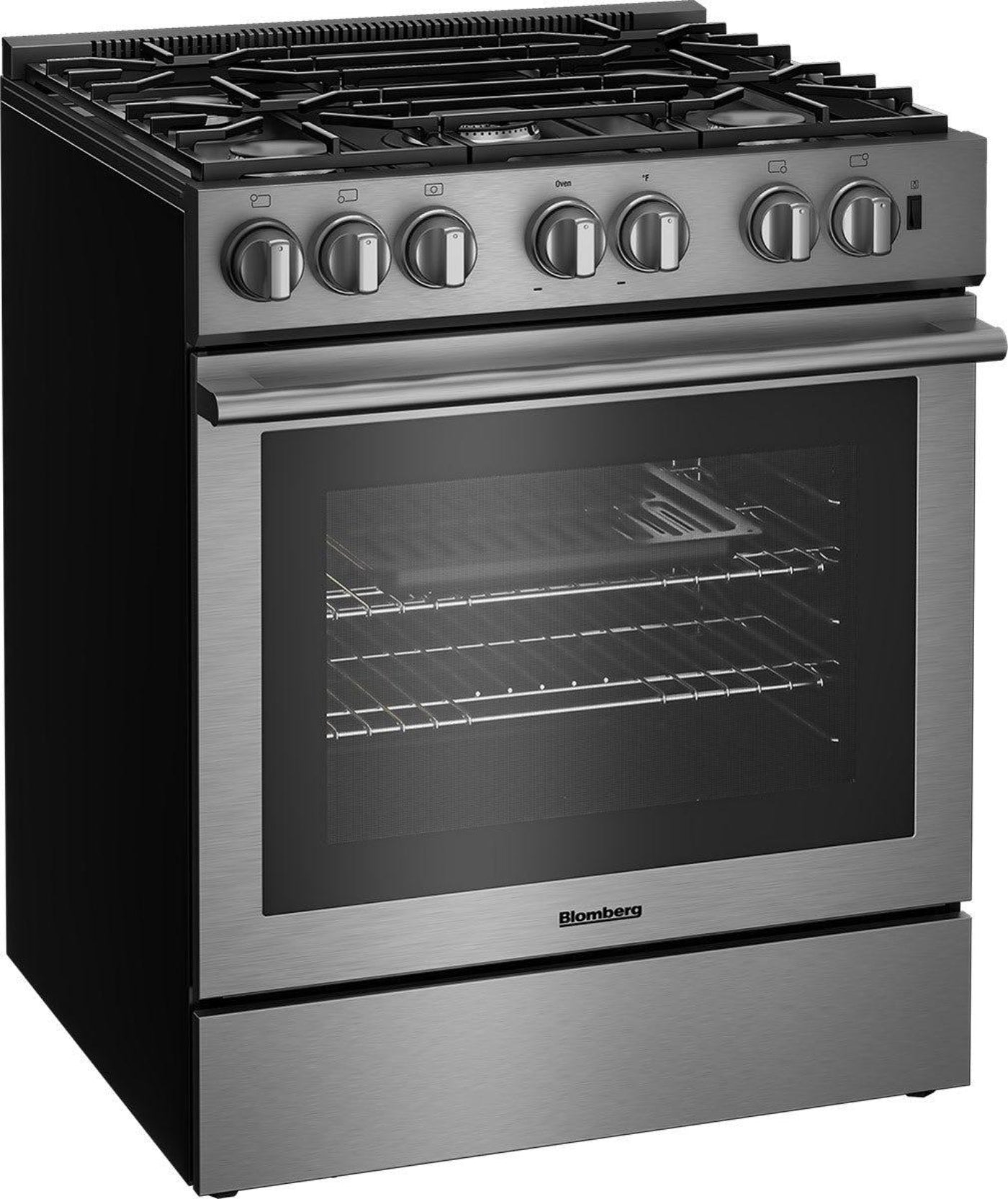 BLOMBERG APPLIANCES BDF30522SS 30in Dual Fuel 5 burner range with 5.7 cu ft self clean oven, slide-in style in Stainless Steel - BDF30522SS