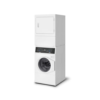 SPEED QUEEN SF7008WG SF7 Stacked White Washer - Gas Dryer with Pet Plus Sanitize Fast Cycle Times  - SF7008WG