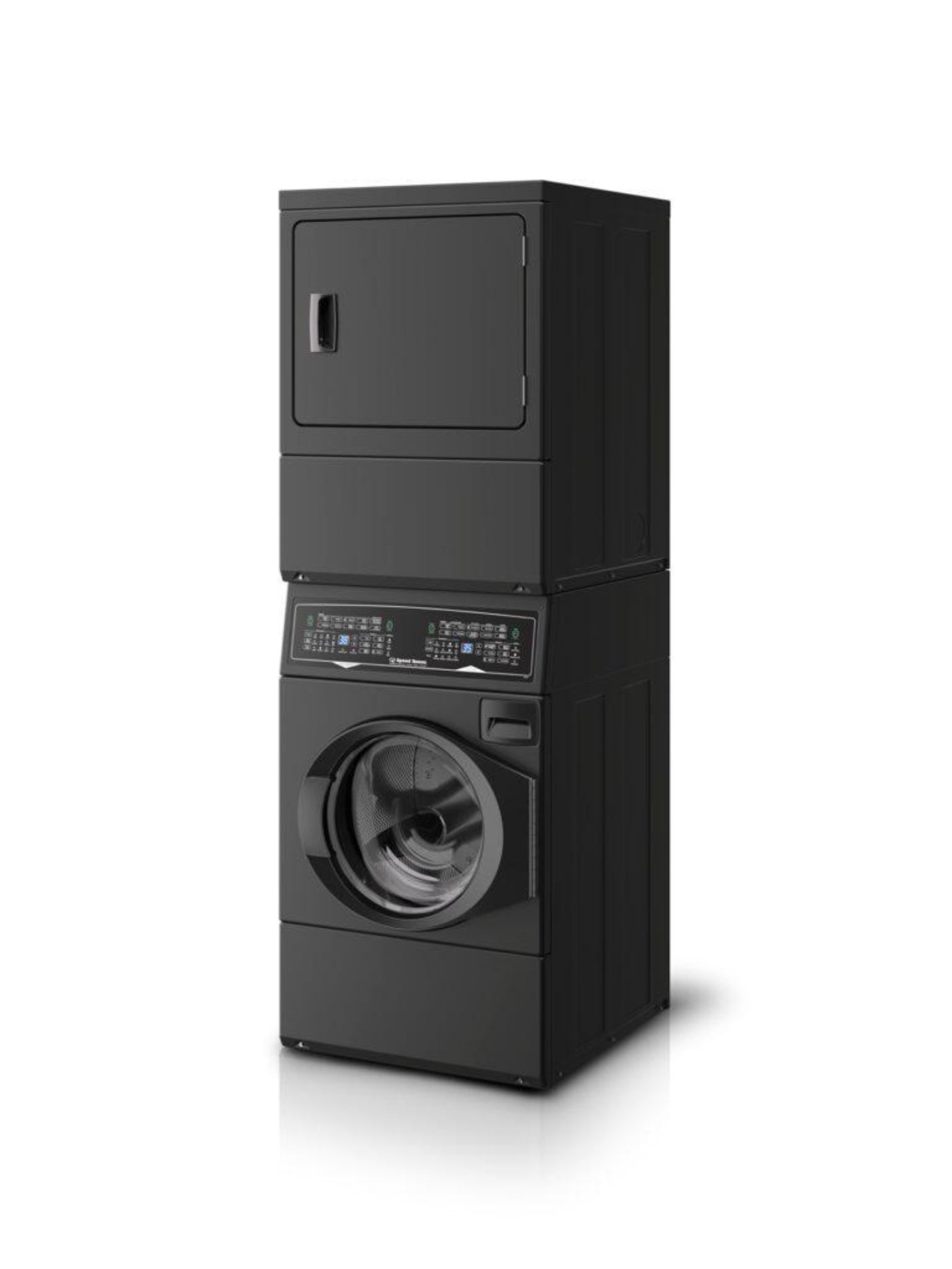 SPEED QUEEN SF7008BG SF7 Stacked Washer - Gas Dryer with Pet Plus Sanitize Fast Cycle Times Black - SF7008BG