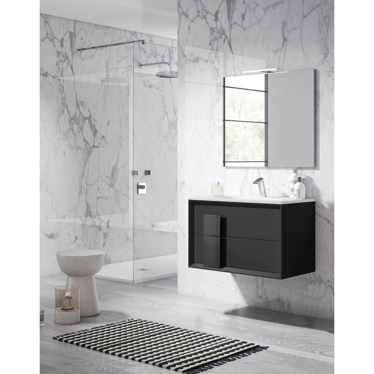 Lucena Bath DÃ©cor Cristal 80" Double Floating Vanity in White / Black / Grey - Backyard Provider