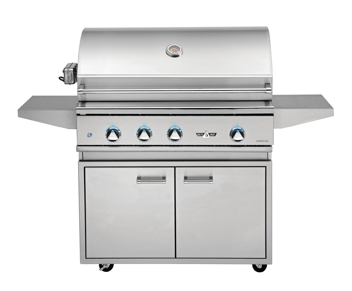 Delta Heat 38 Inch Propane Grill on Cart with Interior Lights & Rotisserie - DHGB32-C + DHBQ38R-DL