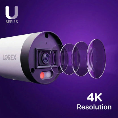 Lorex Connect U Series 4K 8-Channel Wired NVR System with U3 4K PoE Bullet Cameras - 2TB (Cables not included)