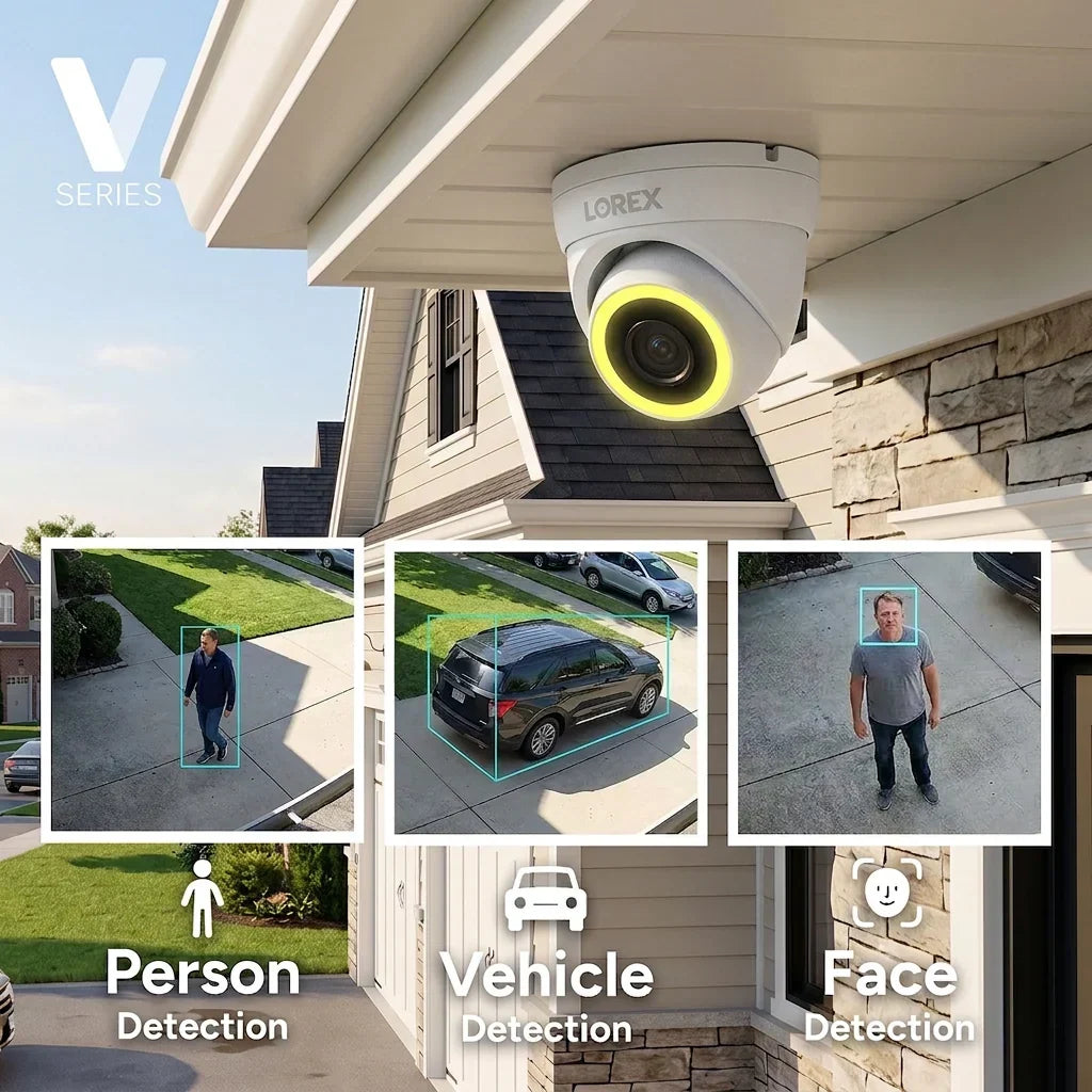 Lorex Connect (New App) | V-Series | 8Ch 4K NVR System | 3 V5 Dome PoE Cameras (Cables not included)
