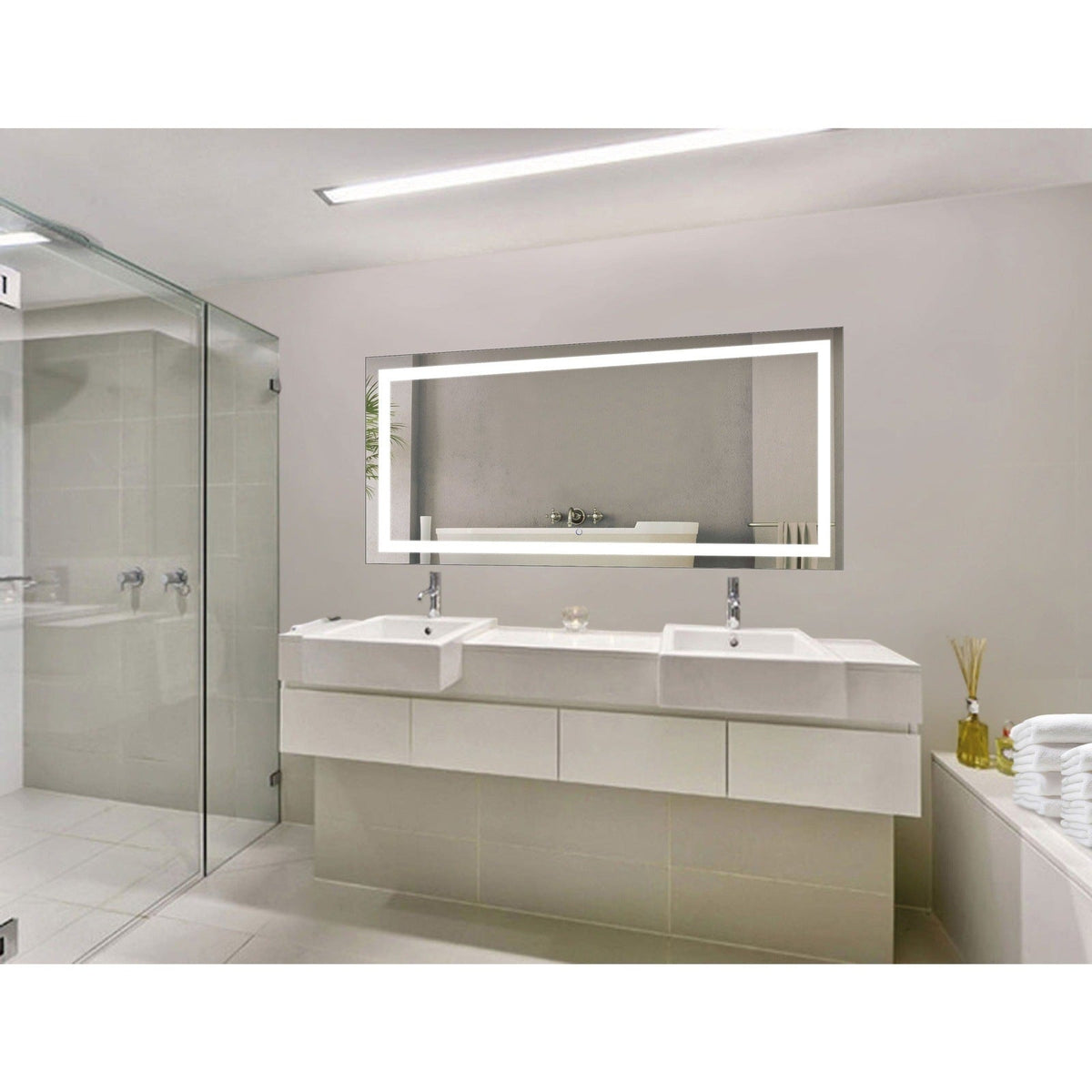 Krugg Icon 60â€³ X 30â€³ LED Bathroom Mirror with Dimmer and Defogger ICON6030 - Backyard Provider