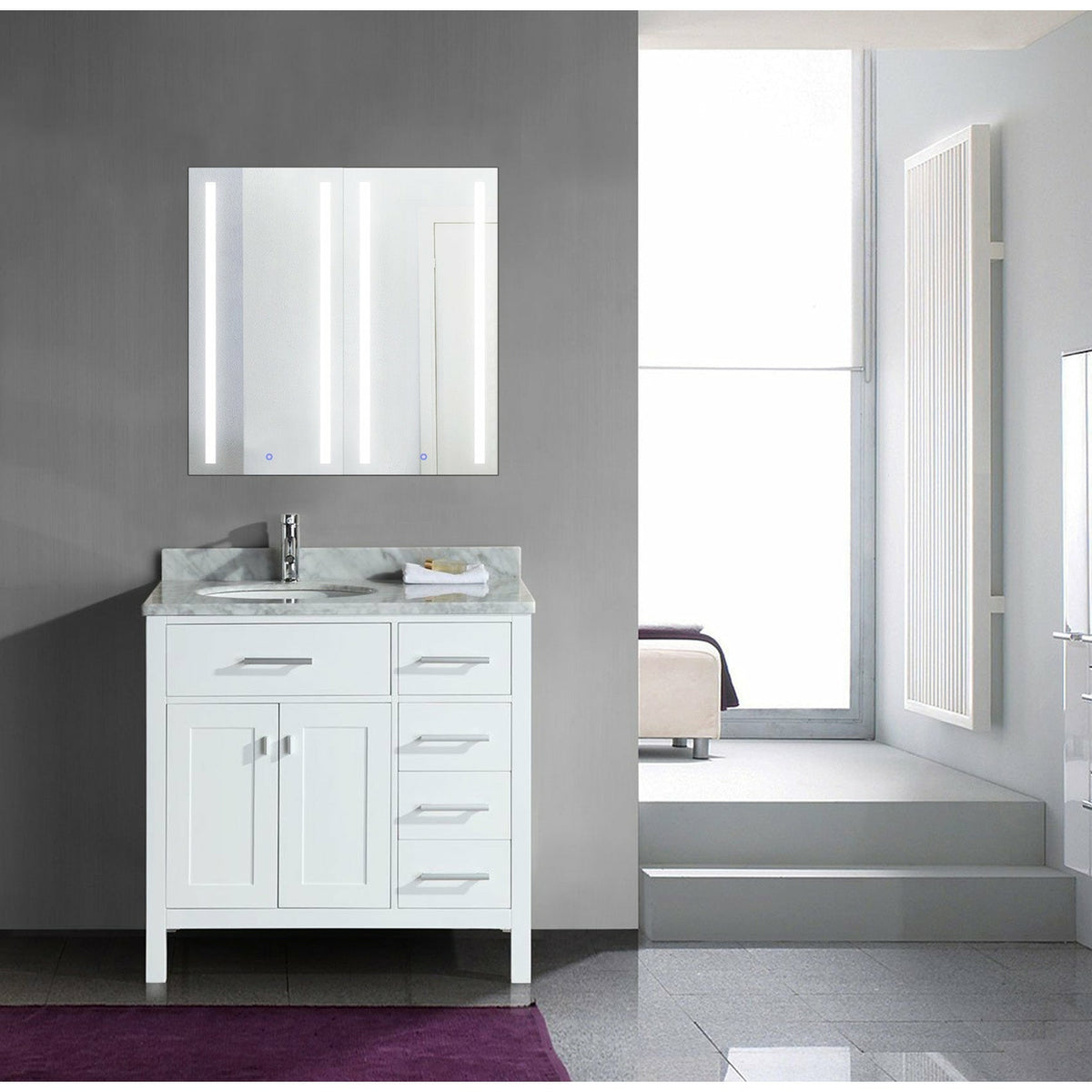 Krugg Kinetic 30â€³ x 30" LED Medicine Cabinet  with Dimmer & Defogger KINETIC3030 - Backyard Provider