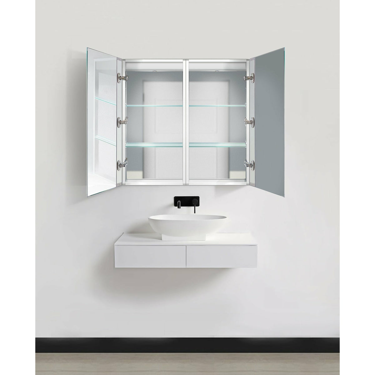 Krugg Kinetic 30â€³ x 30" LED Medicine Cabinet  with Dimmer & Defogger KINETIC3030 - Backyard Provider
