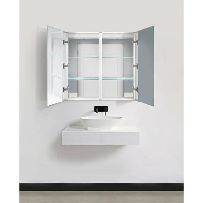 Krugg Kinetic 30â€³ x 30" LED Medicine Cabinet  with Dimmer & Defogger KINETIC3030 - Backyard Provider