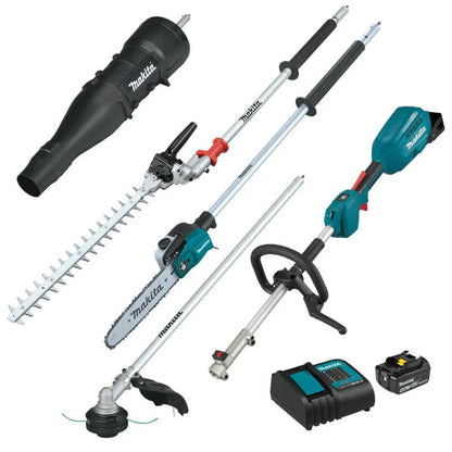 Makita (XUX02SM1X6) 18V LXT Brushless Couple Shaft Power Head Kit with String Trimmer, Pole Saw, Art. Hedge Trimmer & Blower Attachments (4.0Ah)