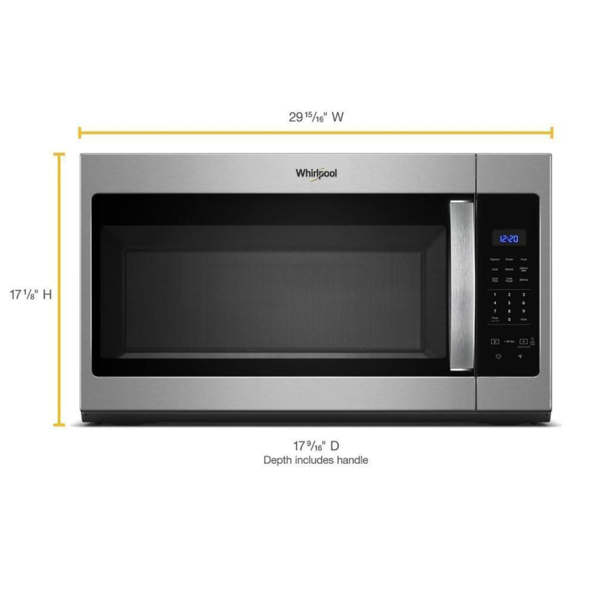 WHIRLPOOL 1.7 cu. ft. Microwave Hood Combination with Electronic Touch Controls in Stainless Steel - WMH31017HS