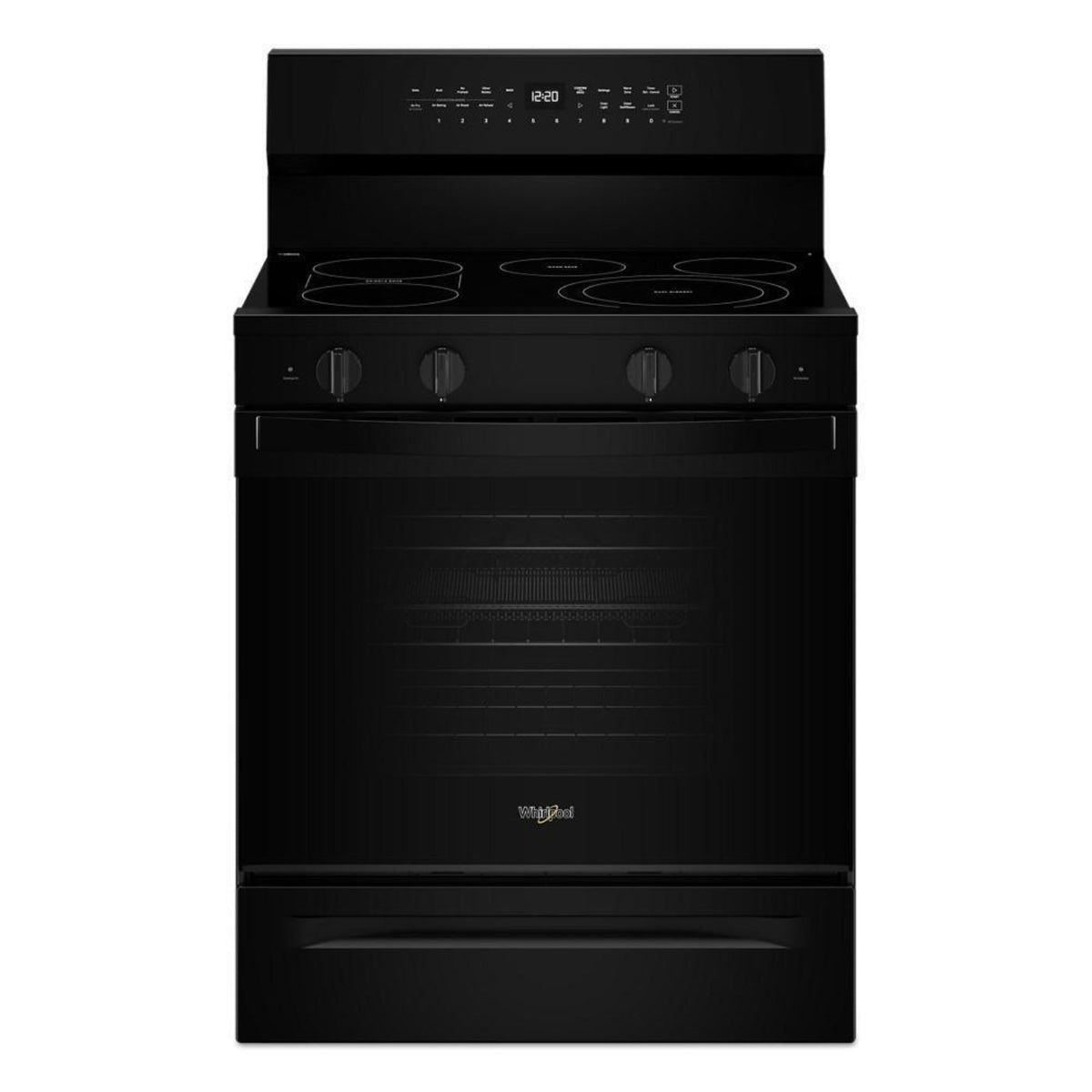 WHIRLPOOL 30-inch Electric Smart Range with Air Cooking Technology, No Preheat Air Fry, High Speed Preheat Oven, WipeClean Coating, and Steam/Self Clean Black - WFES7530RB