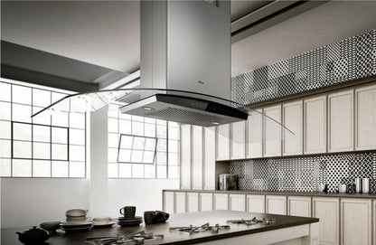 ELICA ECN642S3 CINGOLI Island Range Hood 36" wide - 600CFM in Stainless Steel On Black - ECN642S3